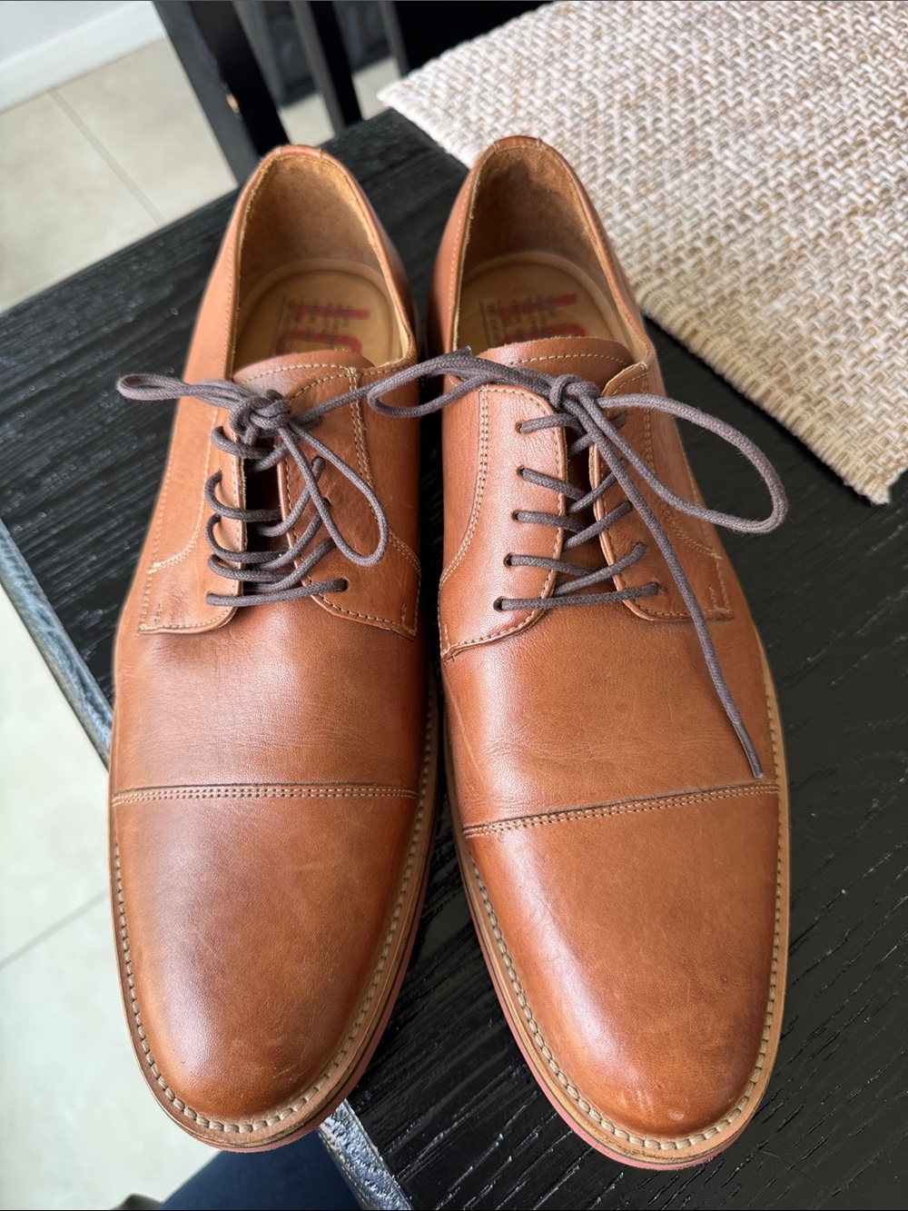 1901 Tan Leather Cap-Toe Derby Shoes